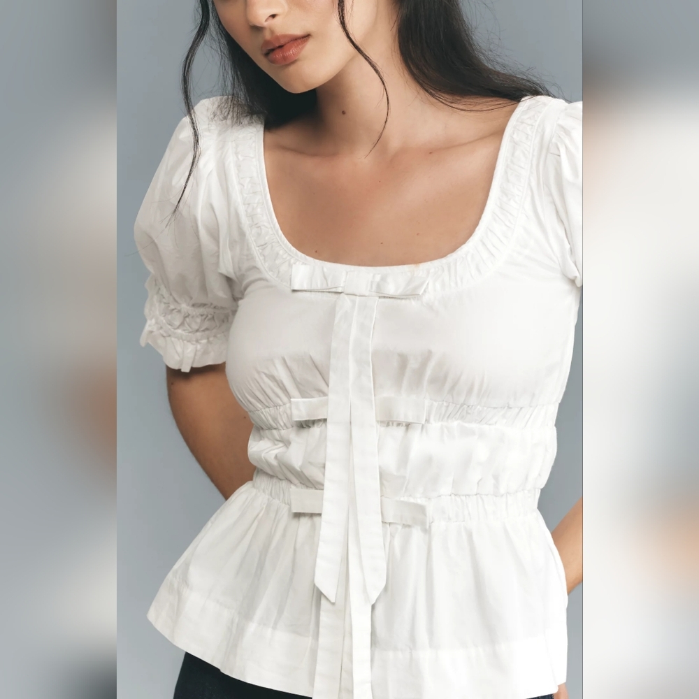 Damson Madder Bianca Ruffle Bow Blouse EU Size 8/ US Size 4 - Picture 3 of 11